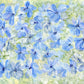 Periwinkle Garden full artwork. Blue and periwinkle flowers drift across a luminous field of pale green and creamy white.