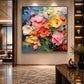 Petal Carnival artwork displayed on a warm entryway wall.