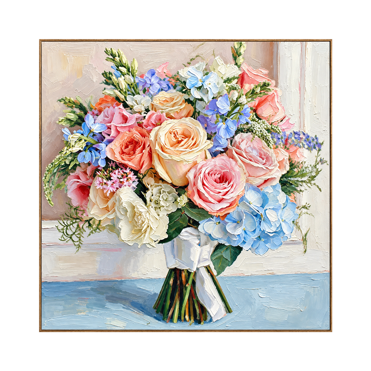 Garden Keepsake artwork in a natural wood frame on a transparent background.