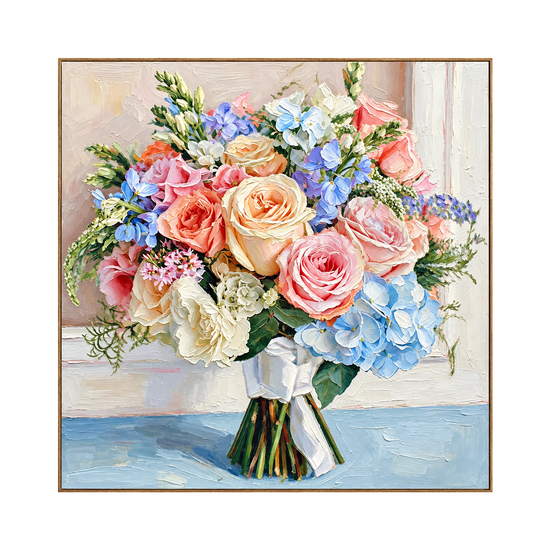 Garden Keepsake artwork in a natural wood frame on a transparent background.