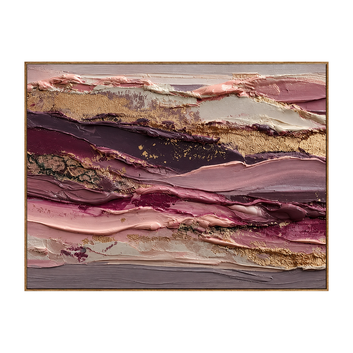Rose Strata artwork in a natural wood frame on a transparent background.