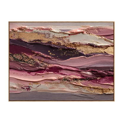 Rose Strata artwork in a natural wood frame on a transparent background.