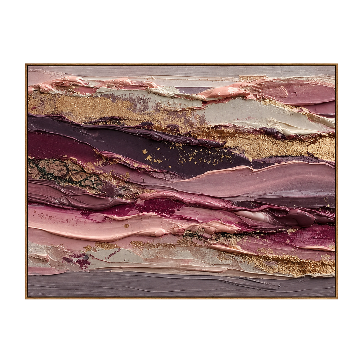 Rose Strata artwork in a natural wood frame on a transparent background.