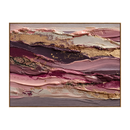 Rose Strata artwork in a natural wood frame on a transparent background.
