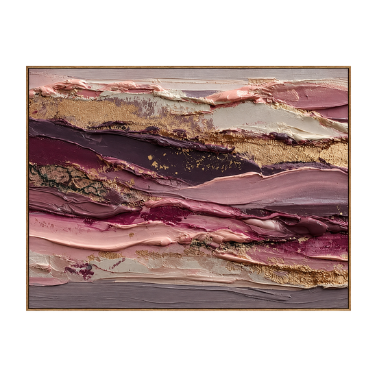 Rose Strata artwork in a natural wood frame on a transparent background.
