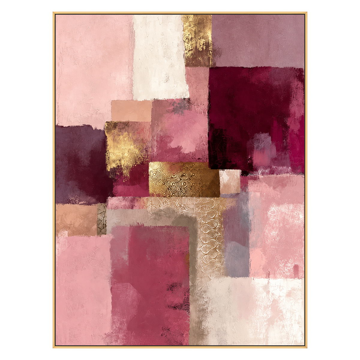 Blush Geometry artwork in a gold frame on a transparent background.