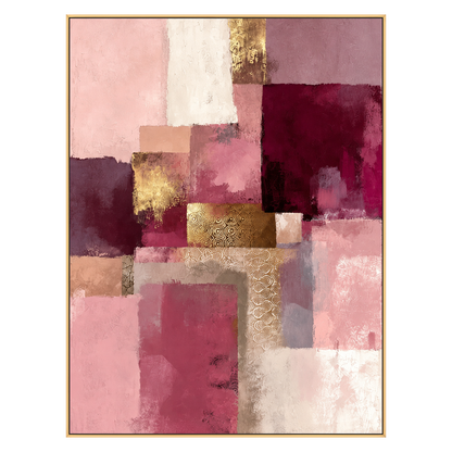 Blush Geometry artwork in a gold frame on a transparent background.
