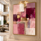 Blush Geometry artwork displayed on a paneled wall in a bright foyer.