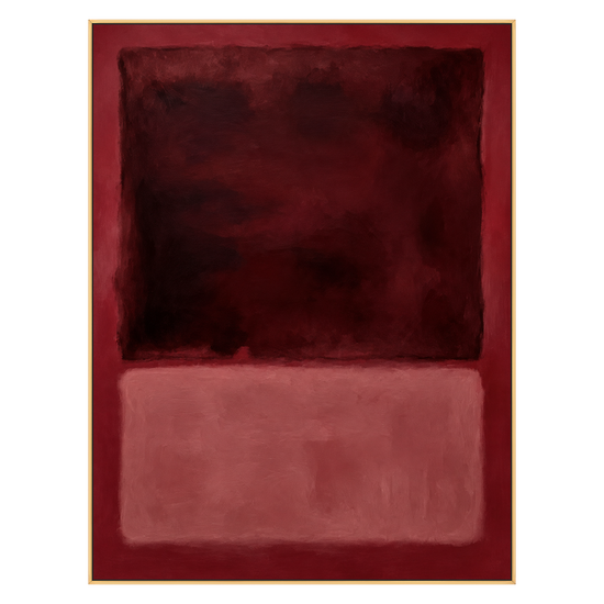 Burgundy Fields artwork in a gold frame on a transparent background.
