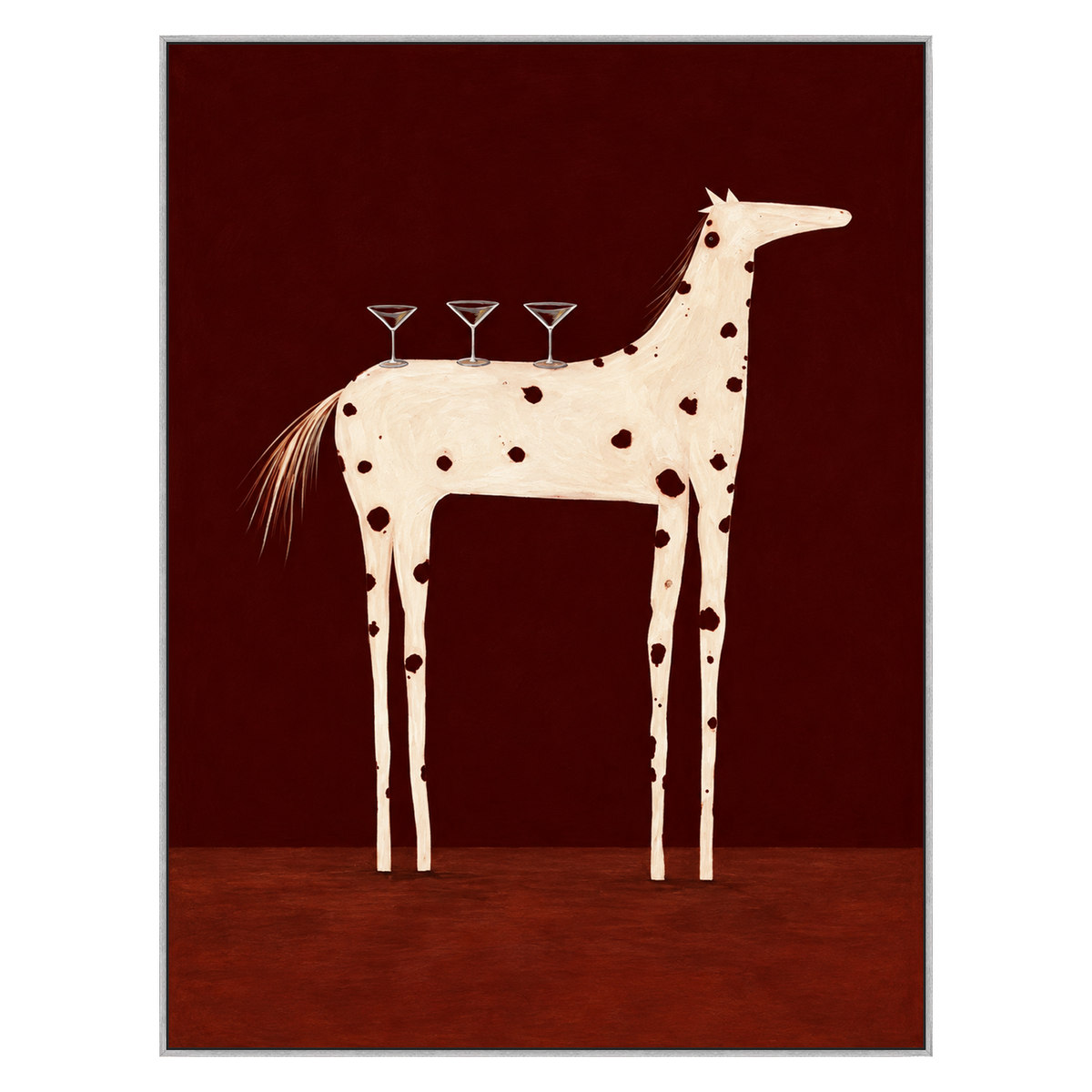 Cocktail Steed artwork in a silver frame on a transparent background.