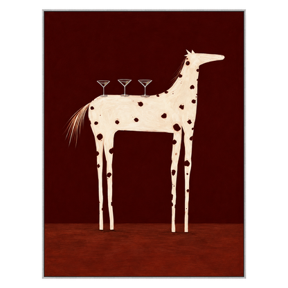 Cocktail Steed artwork in a silver frame on a transparent background.