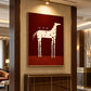 Cocktail Steed Wall Art displayed above a dark wood console in a warmly lit elegant interior.
