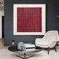 Burgundy Rhythm artwork displayed above a white lounge chair against a charcoal wall.