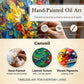 Olive Tessera Wall Art — Canvoil hand-painted oil art guide showing painting technique, layered texture and pigments