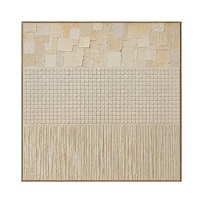 Linen Cadence artwork in a light wood frame on a transparent background.