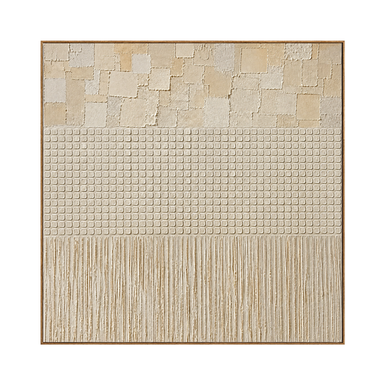 Linen Cadence artwork in a light wood frame on a transparent background.