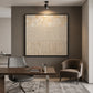 Linen Cadence artwork displayed above a desk beside a lounge chair.