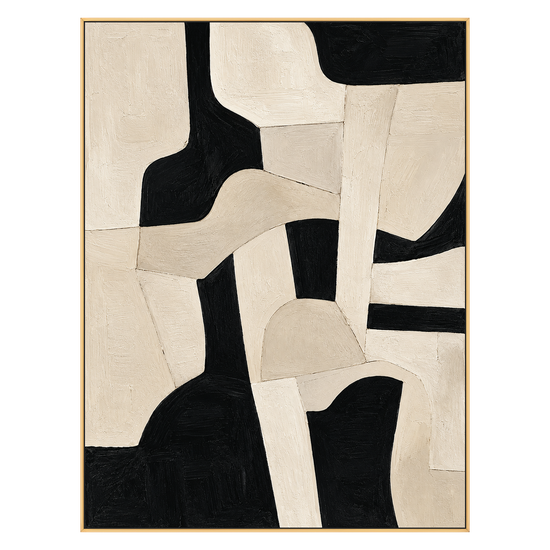 Ivory Interlock artwork in a gold frame on a transparent background.