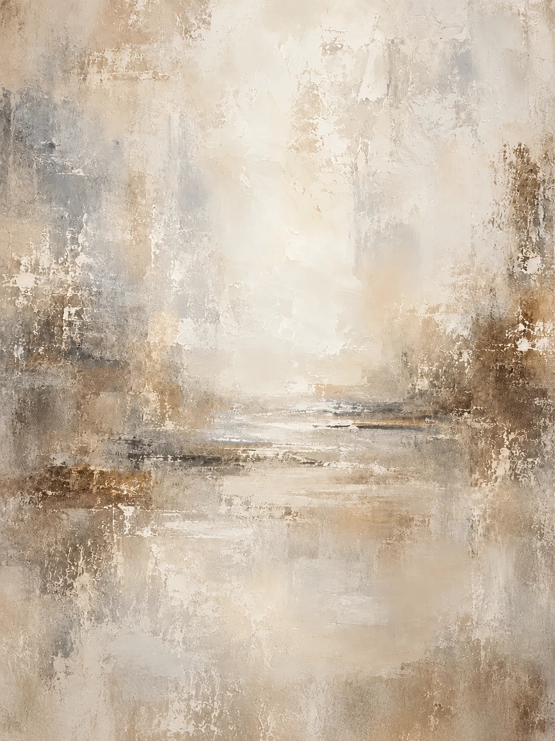 Gilded Haze full artwork. Soft veils of ivory, gray, and warm ochre suggest a distant landscape reflected in still water.