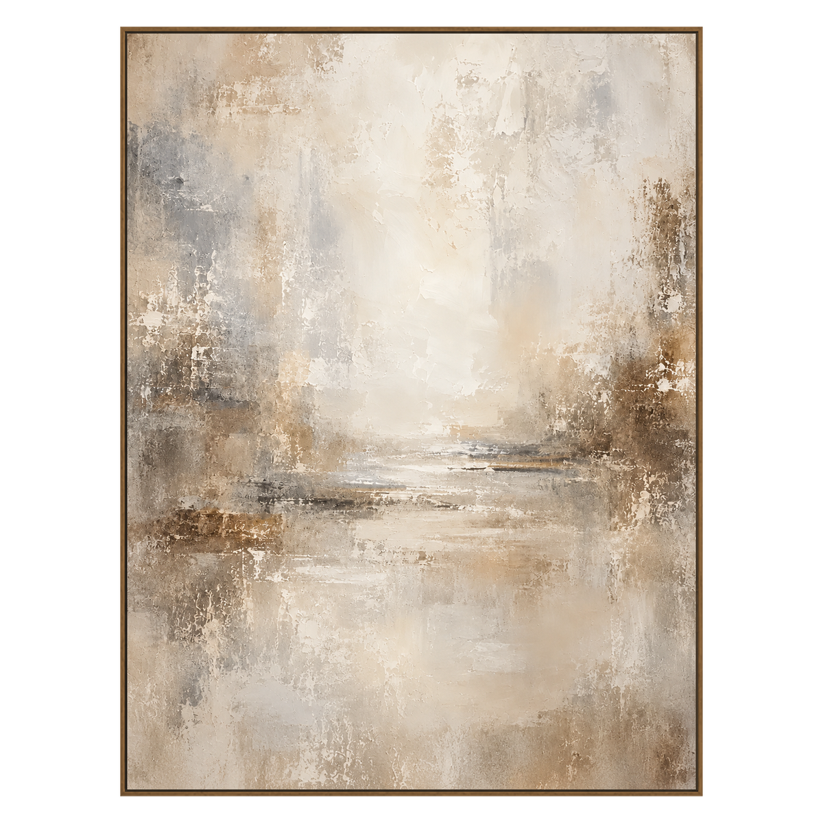 Gilded Haze artwork in a light wood frame on a transparent background.