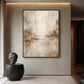 Gilded Haze artwork displayed above a console in a softly lit entryway.