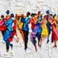 Chromatic Ensemble full artwork. A lively ensemble of musicians stretches across a pale panoramic field, with bright red, blue, yellow, and orange figures gathered around their instruments.
