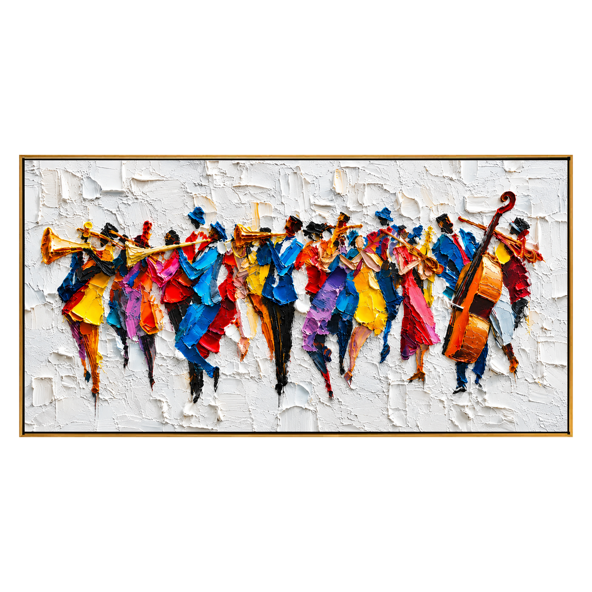 Chromatic Ensemble artwork in a light wood frame on a transparent background.