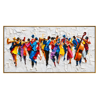 Chromatic Ensemble artwork in a light wood frame on a transparent background.