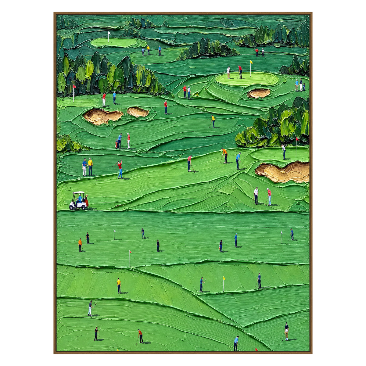 Emerald Fairways artwork in a natural wood frame on a transparent background.