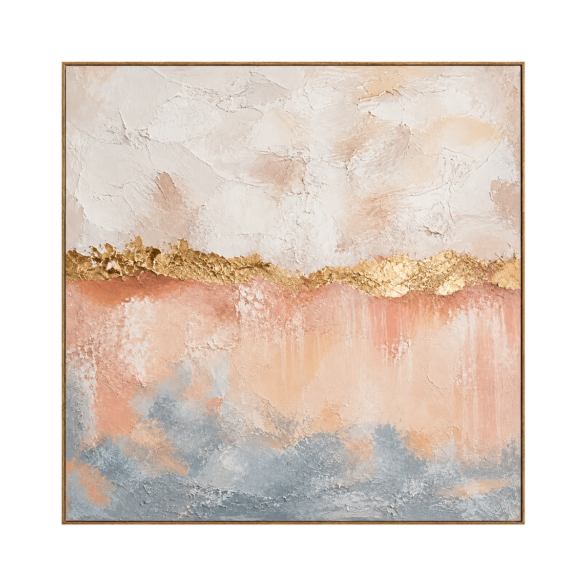 Gilded Blush artwork in a natural wood frame on a transparent background.