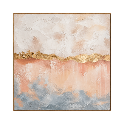 Gilded Blush artwork in a natural wood frame on a transparent background.