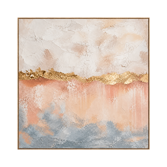 Gilded Blush artwork in a natural wood frame on a transparent background.