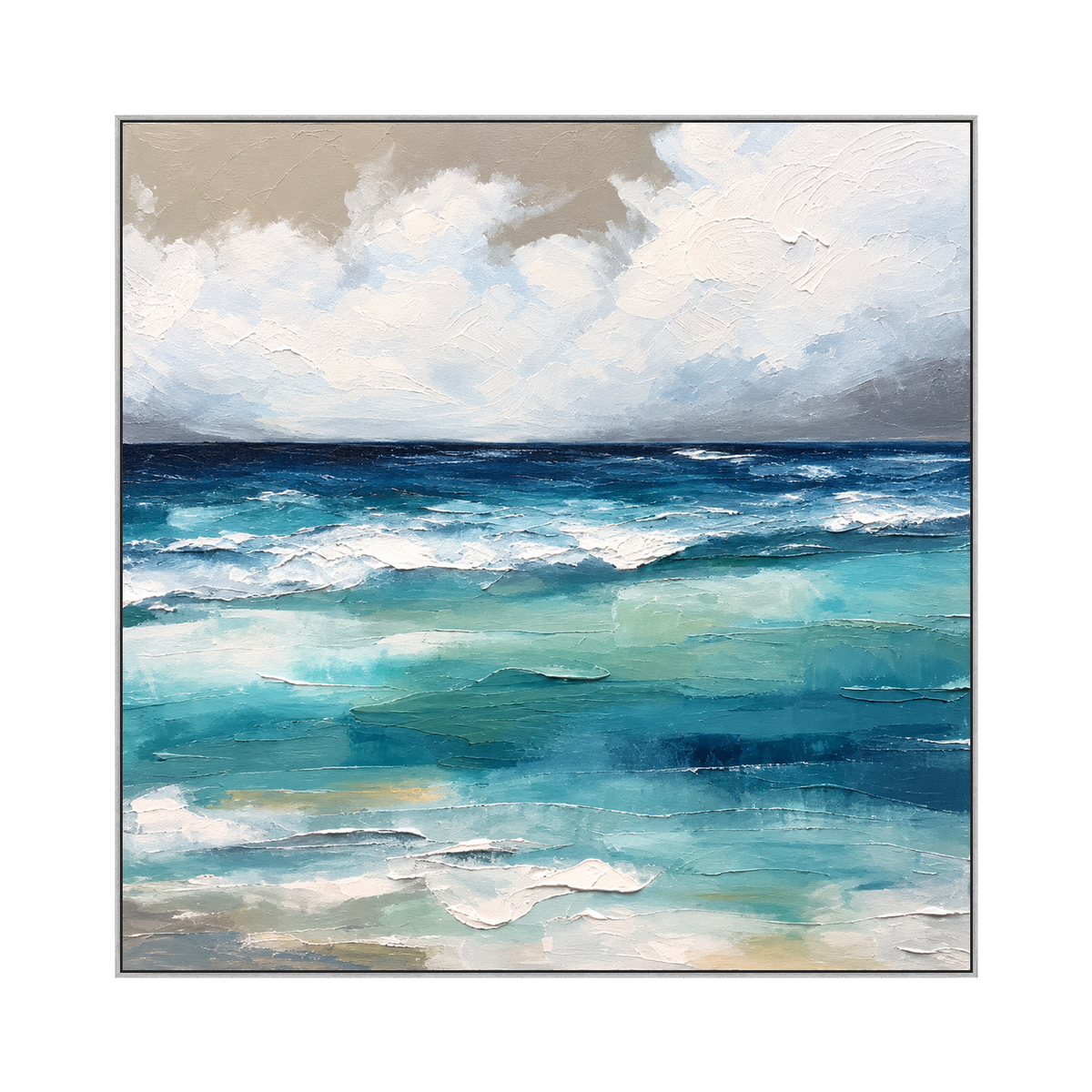 Azure Breakers artwork in a silver frame on a transparent background.