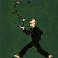 Martini March full artwork. A suited waiter strides across a deep green field beneath a playful arc of cocktail glasses.