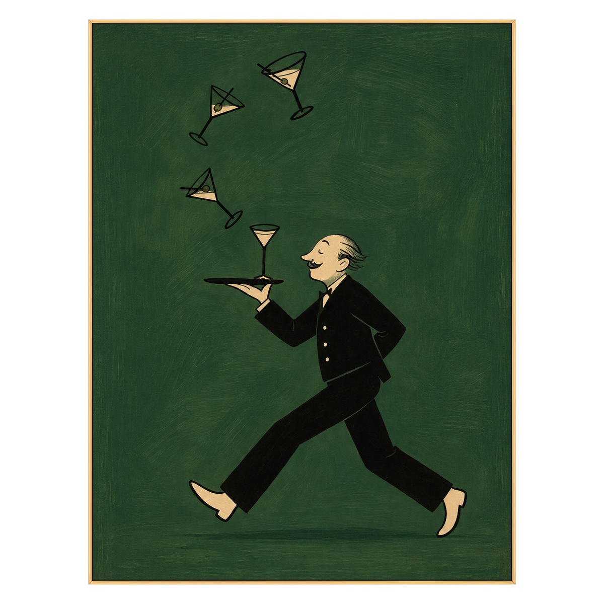 Martini March artwork in a gold frame on a transparent background.