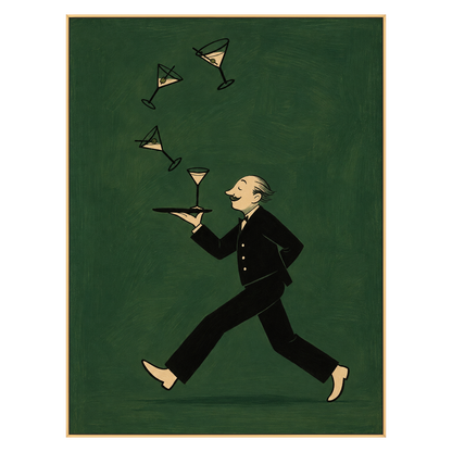 Martini March artwork in a gold frame on a transparent background.