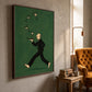 Martini March artwork displayed beside a mustard armchair.