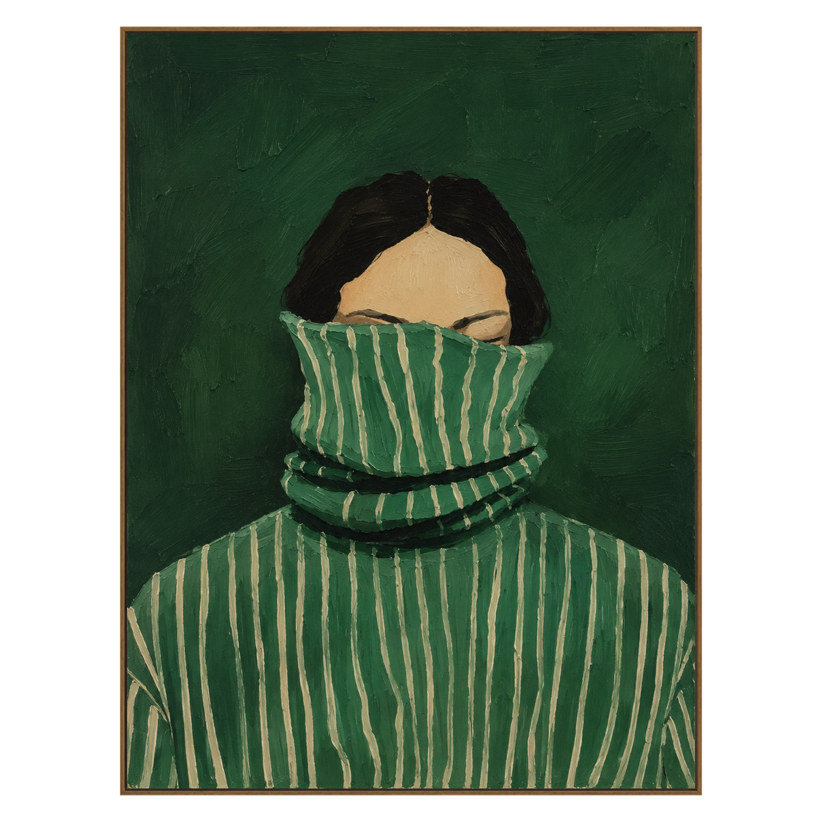 Hidden in Stripes artwork in a natural wood frame on a transparent background.