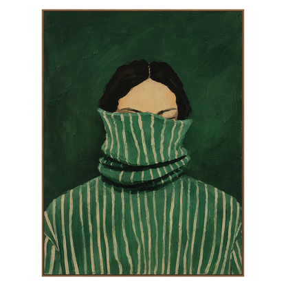 Hidden in Stripes artwork in a natural wood frame on a transparent background.