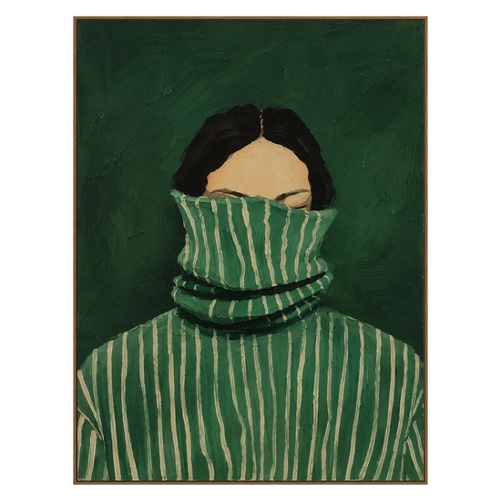 Hidden in Stripes artwork in a natural wood frame on a transparent background.