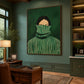 Hidden in Stripes artwork displayed beside a wooden desk and bookshelves.