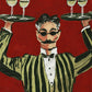 Dapper Service full artwork. A mustached waiter in dark glasses raises two trays of wine glasses against a rich red background.