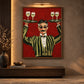 Dapper Service artwork displayed above a wooden console beneath a picture light.