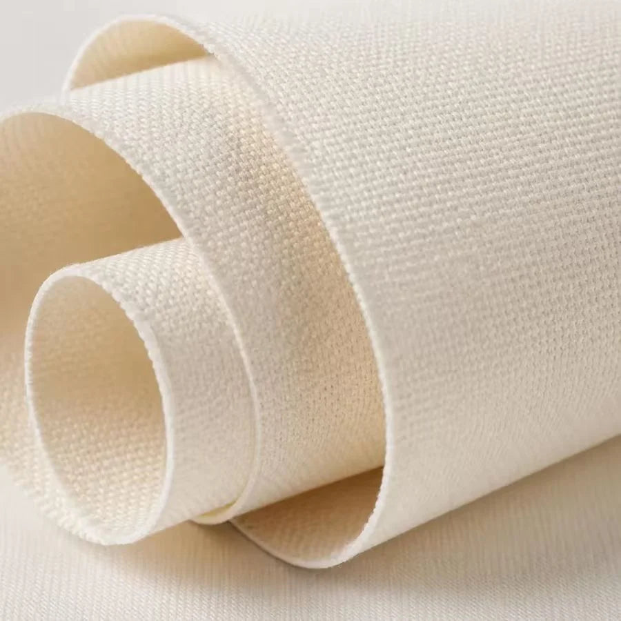 Verdant Garland Wall Art — Canvoil material guide showing a close-up of cream woven canvas