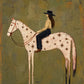 Starry Saddle full artwork. A hat-wearing rider sits quietly on a slender pale horse decorated with star-like markings.