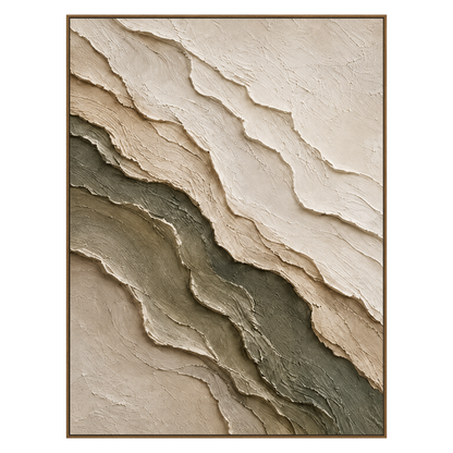 Quiet Strata artwork in a natural wood frame on a transparent background.