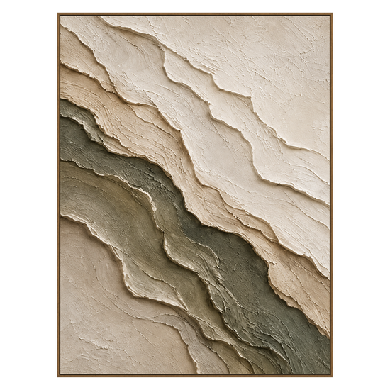 Quiet Strata artwork in a natural wood frame on a transparent background.