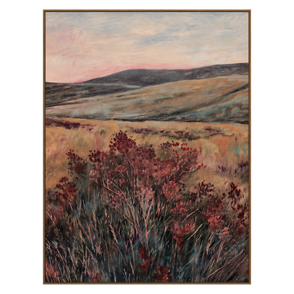 Heather Vale artwork in a natural wood frame on a transparent background.