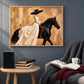 Ivory Cavalier artwork displayed beside a reading chair and small table.