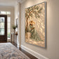 Olive Reverie artwork displayed on a bright entryway wall.